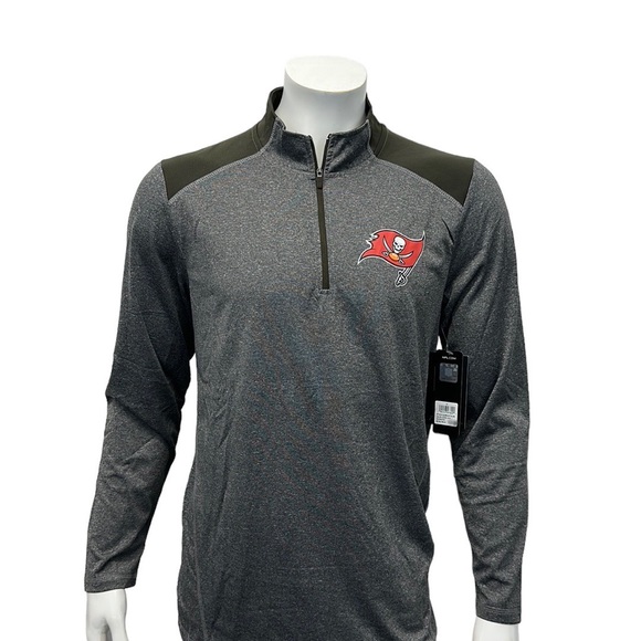NWT Tampa Bay Buccaneers Gray Black Pullover NFL Team Apparel 1/4 Zip Jacket MD - Picture 2 of 10